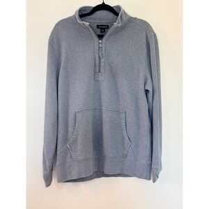 Treasure‎ & Bond Mens Quarter Zip Pullover Sweatshirt Grey Large Kangaroo Pocket